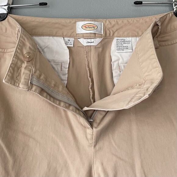 Talbots Size 14 High Rise Stretch Khaki Pants Classic Wide Leg 90s Minimalist - Picture 5 of 6